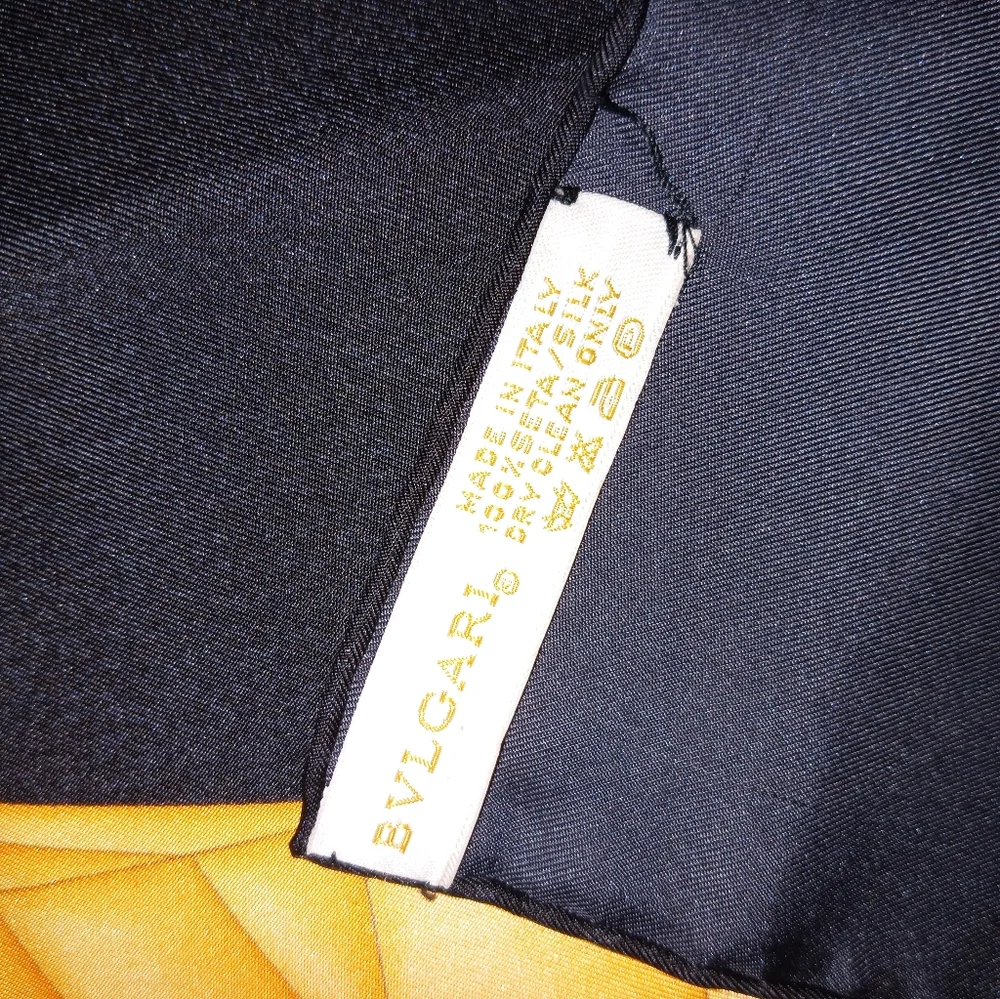 Bulgari Black Silk Scarf with Yellow Border and Multicolor Hot Air Balloons